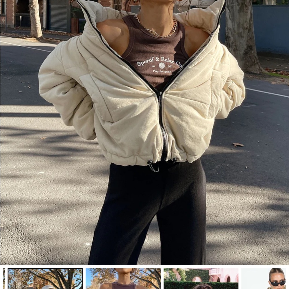 Princess Polly corduroy beige puffer